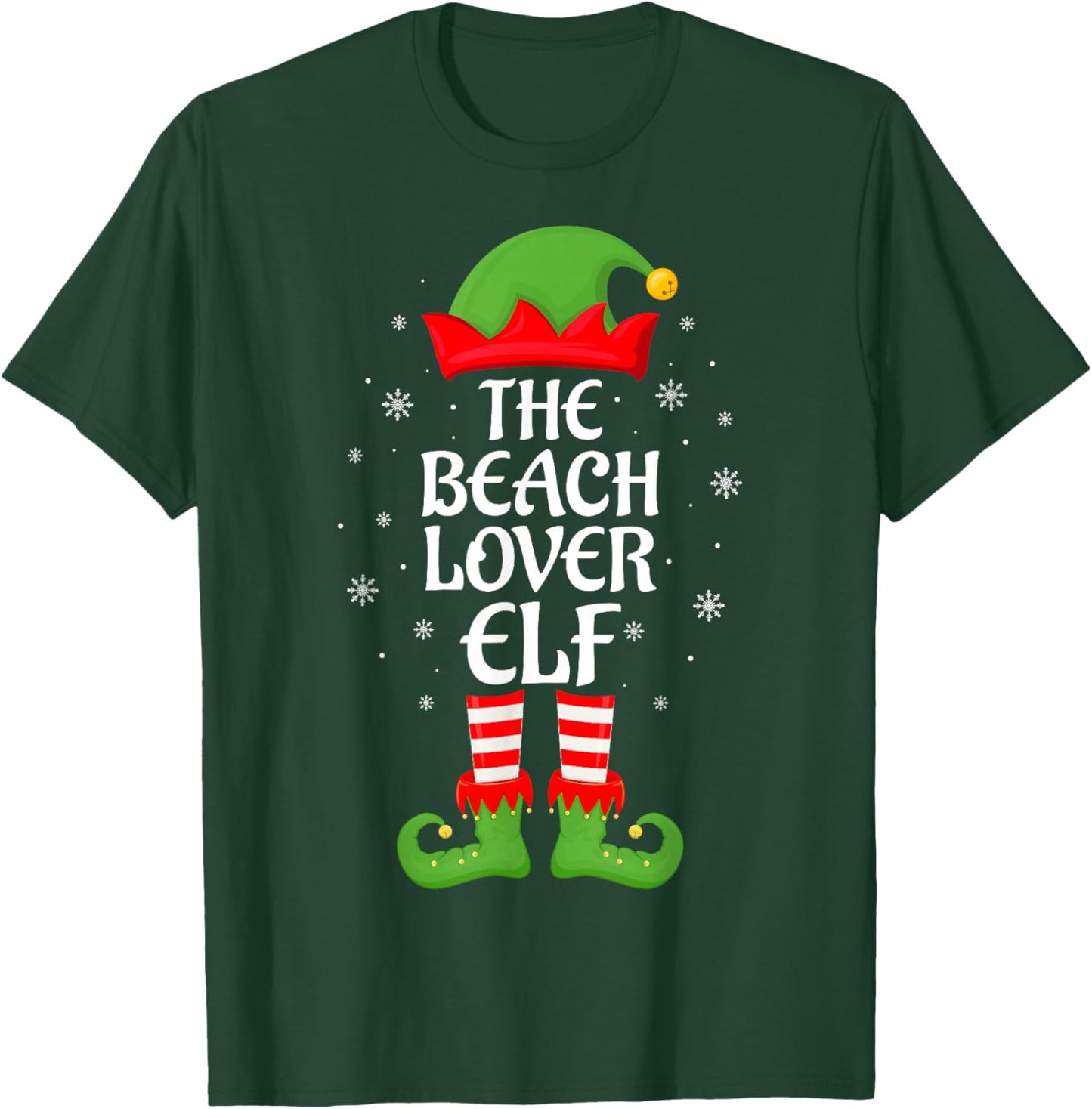 Beach Lover Elf Xmas Family Matching Elf Squad Christmas T-Shirt - T-Shirt | Forest