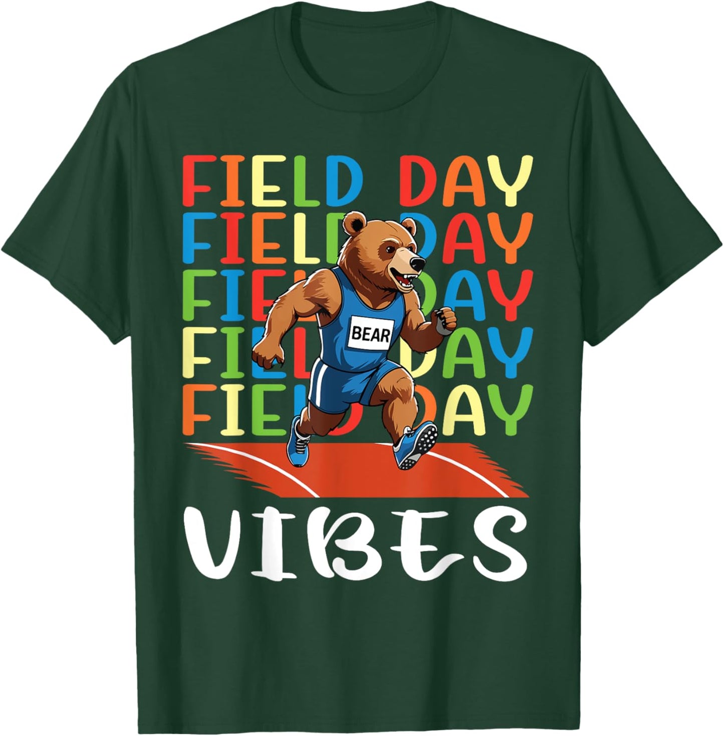 Field Day Field Day Field Day Vibes Running Bear Athlete T-Shirt - T-Shirt | Forest
