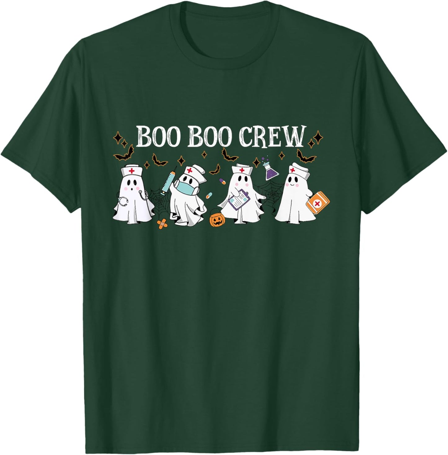 Boo Boo Crew Ghost Nurse Funny Nurse Cute Ghost Halloween T-Shirt - T-Shirt | Forest