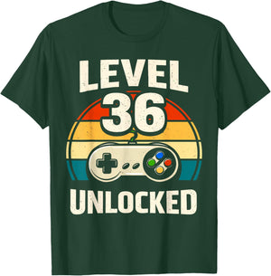 36th Birthday Level 36 Unlocked Gamer Gaming 36 Birthday T-Shirt - T-Shirt | Forest