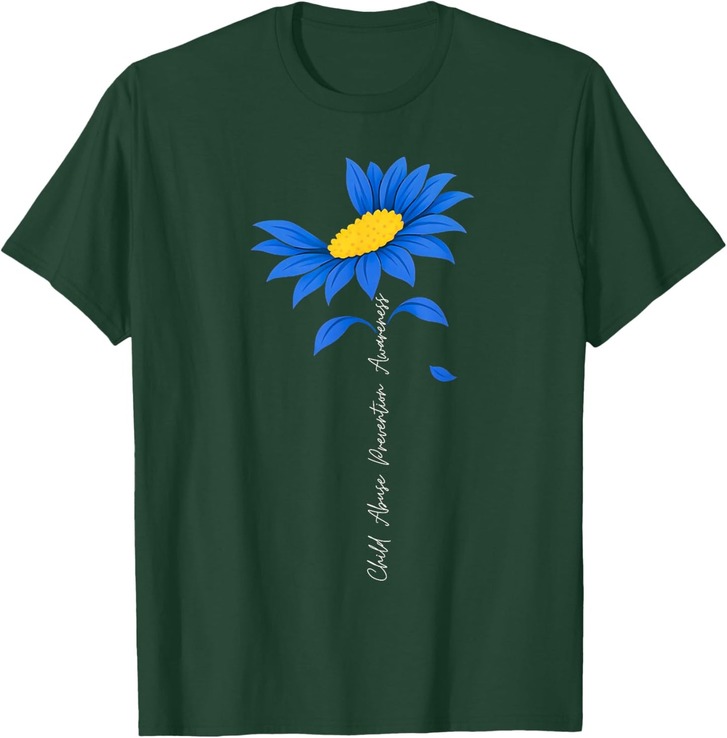 Child Abuse Prevention Child Abuse Awareness Sunflower Blue T-Shirt - T-Shirt | Forest