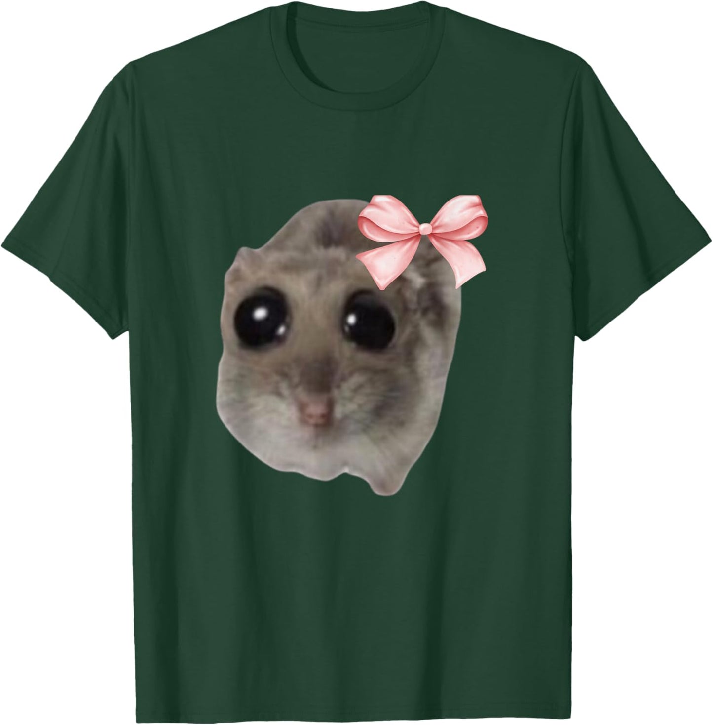 Sad Hamster Meme with Bow T-Shirt - T-Shirt | Forest