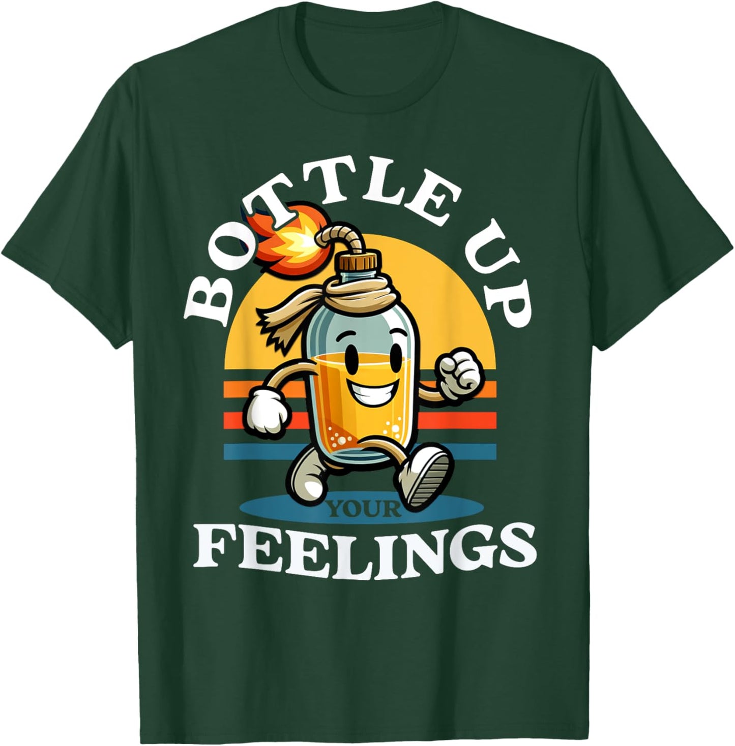 Bottle Up Your Feelings Funny Cartoon Retro Vintage T-Shirt - T-Shirt | Forest