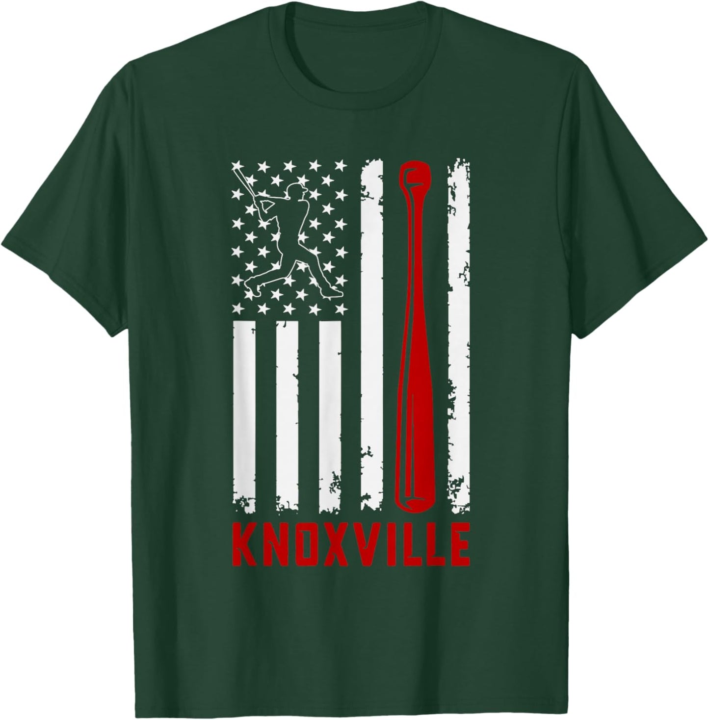 Knoxville American Flag Baseball Lover USA Knoxville T-Shirt - T-Shirt | Forest
