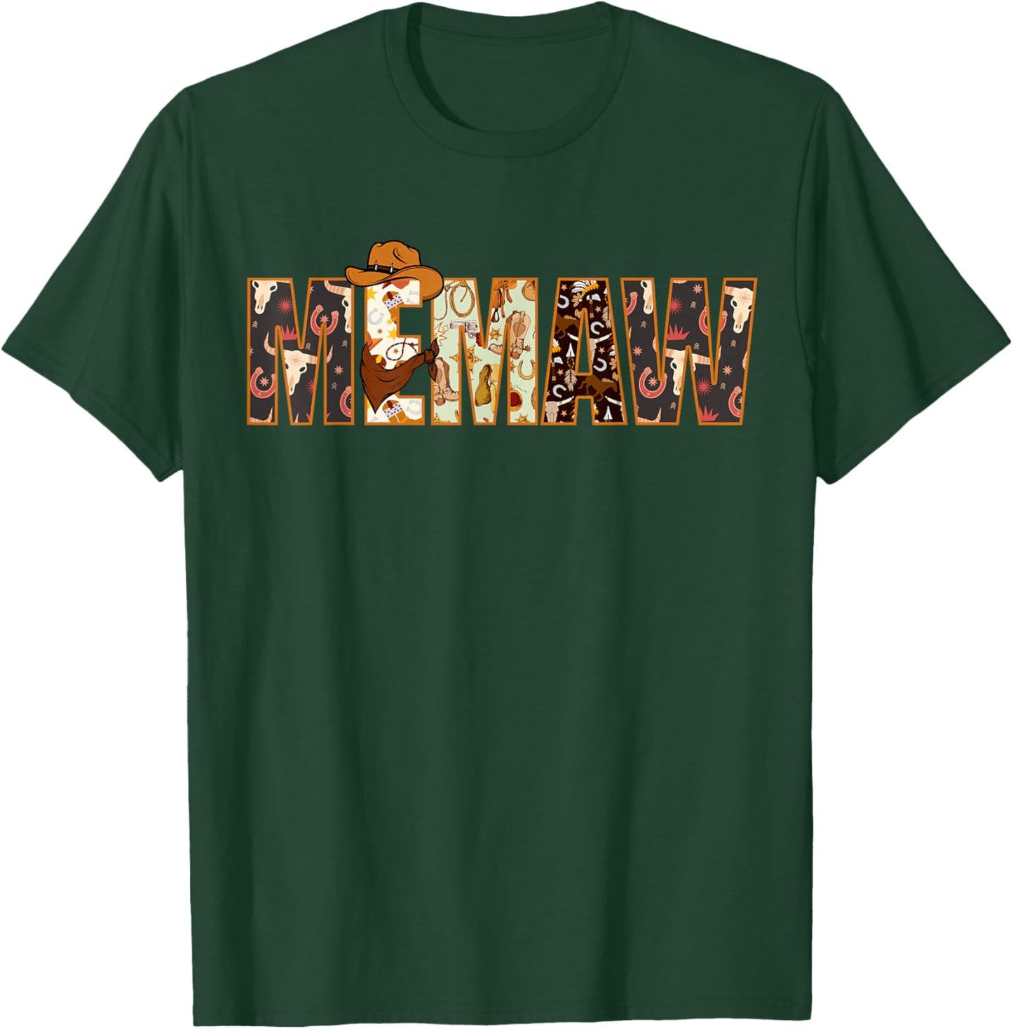 Memaw Western Rodeo Family Matching Birthday T-Shirt - T-Shirt | Forest