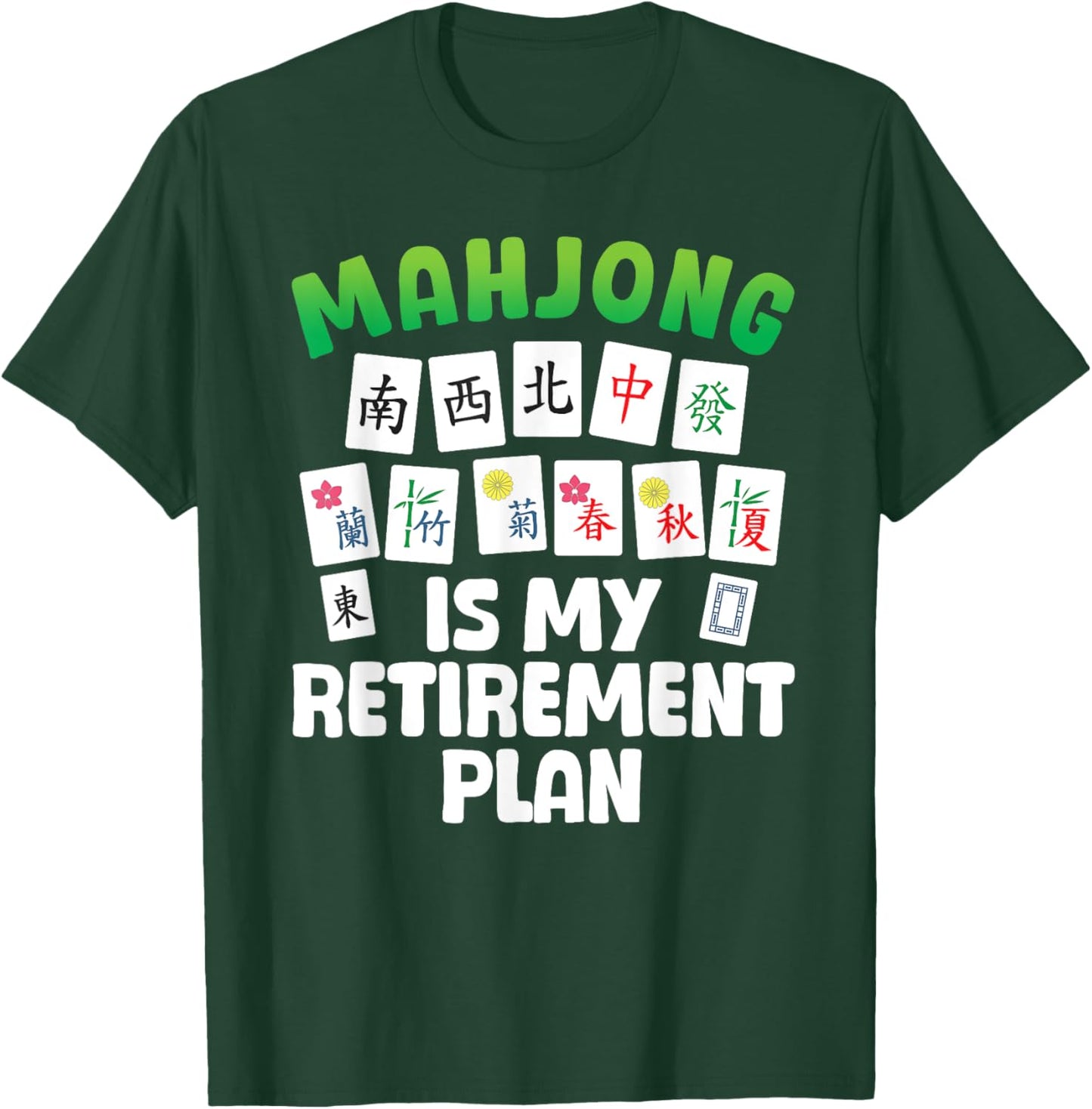 Funny Mahjong Art Women Retirement Mahjong Player T-Shirt - T-Shirt | Forest