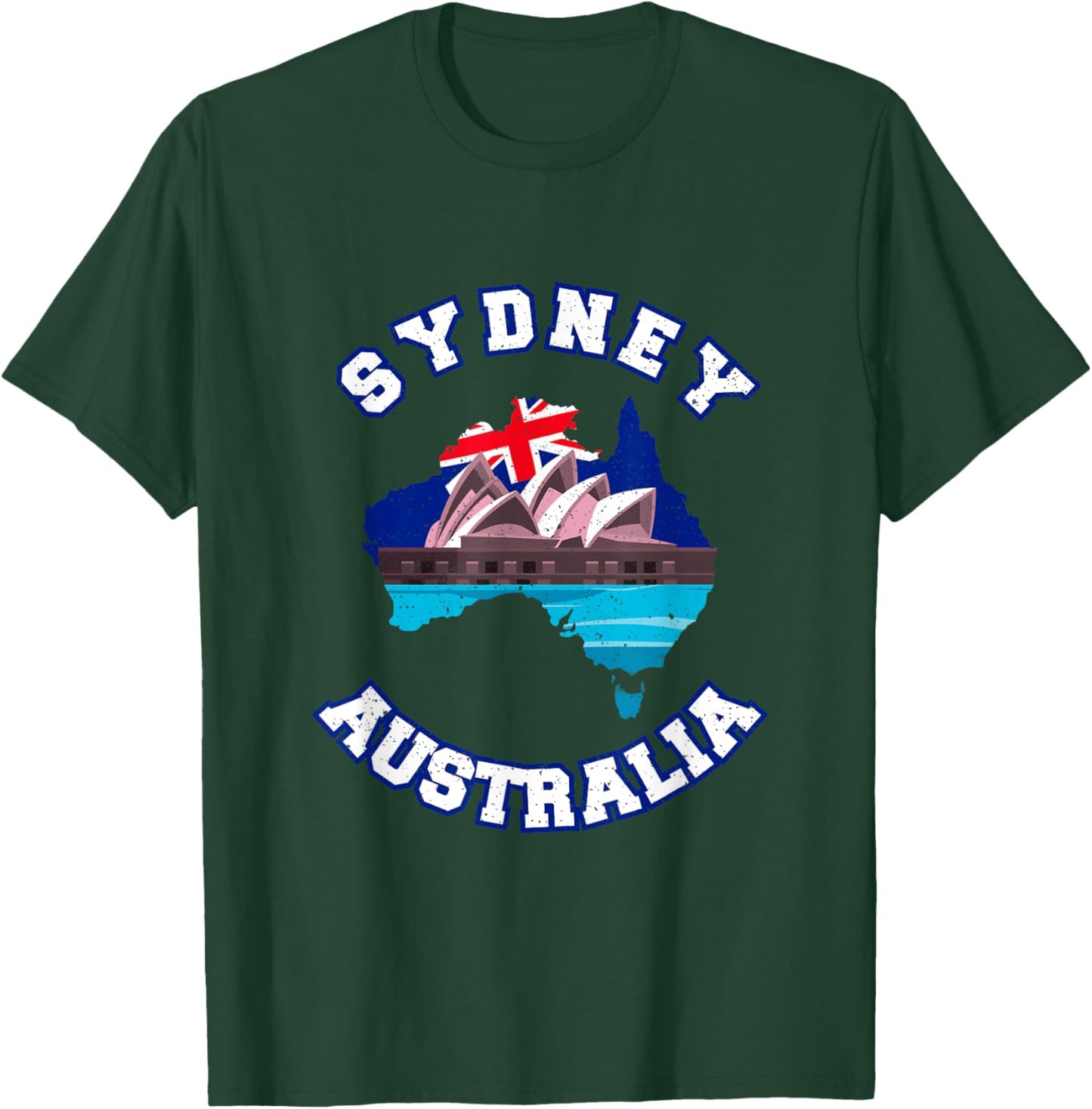 The Sydney Opera House And Australian Flag In Australian Map T-Shirt - T-Shirt | Forest
