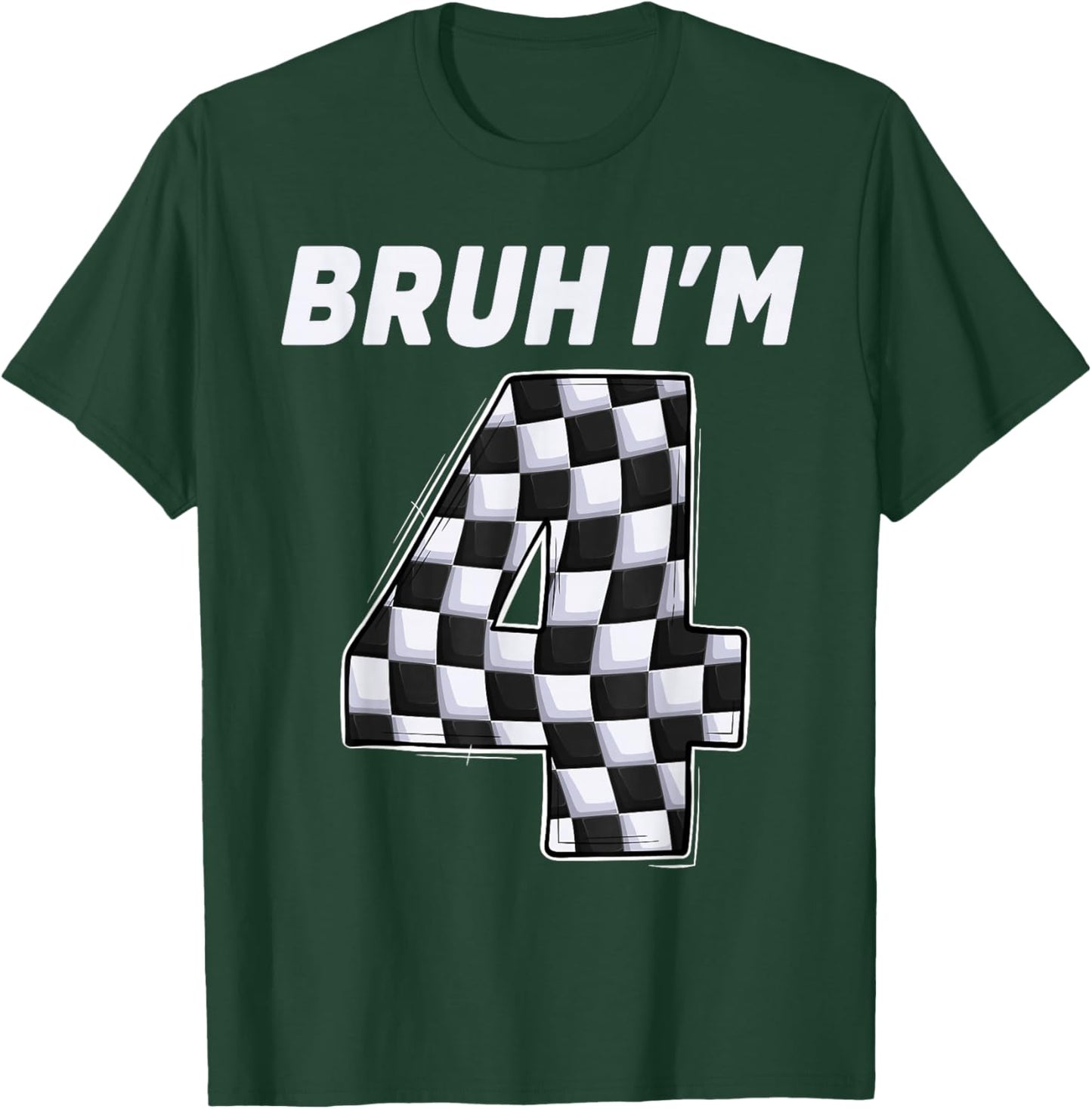 Bruh I'm 4 Year Old Boy Two car Racing 4th Birthday Race car T-Shirt - T-Shirt | Forest