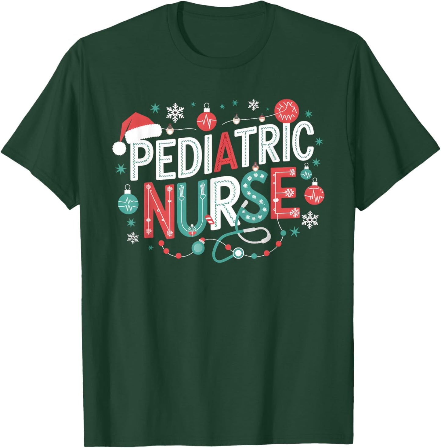 Peds Crew Pediatric Nurse Nursing Group Christmas Matching T-Shirt - T-Shirt | Forest