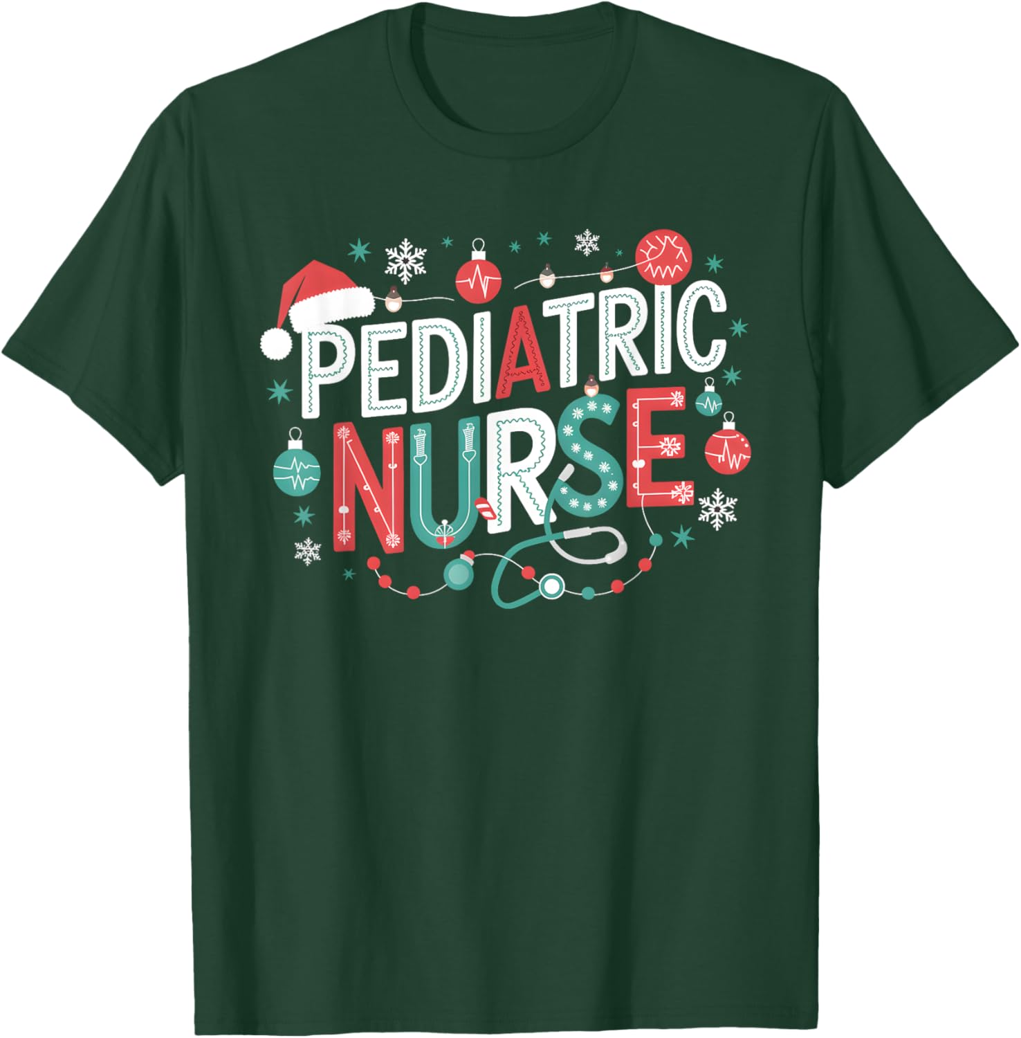 Peds Crew Pediatric Nurse Nursing Group Christmas Matching T-Shirt - T-Shirt | Forest