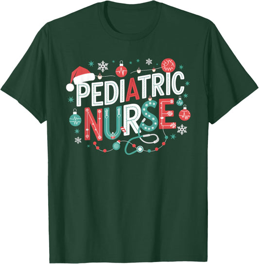 Peds Crew Pediatric Nurse Nursing Group Christmas Matching T-Shirt - T-Shirt | Forest