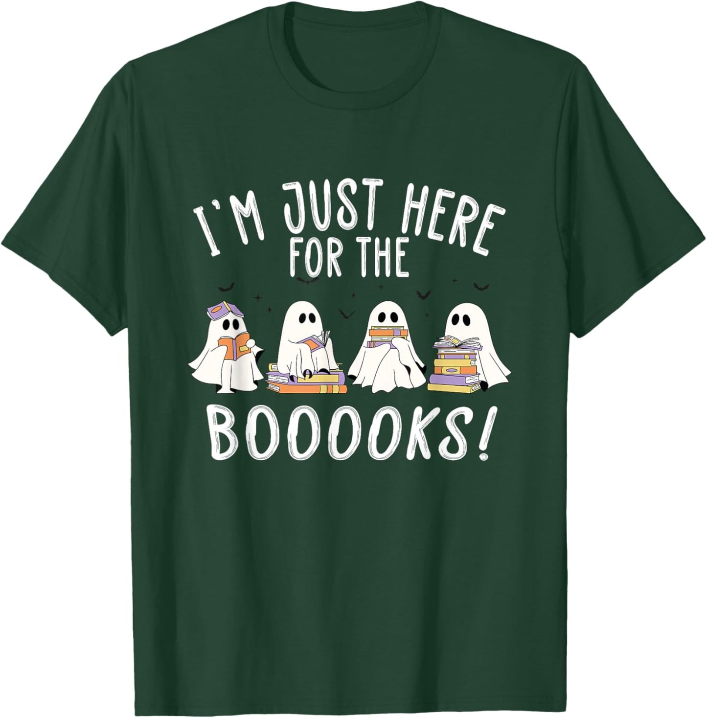 I'm Just Here For The Books - Cute Halloween Ghost Reading T-Shirt - T-Shirt | Forest