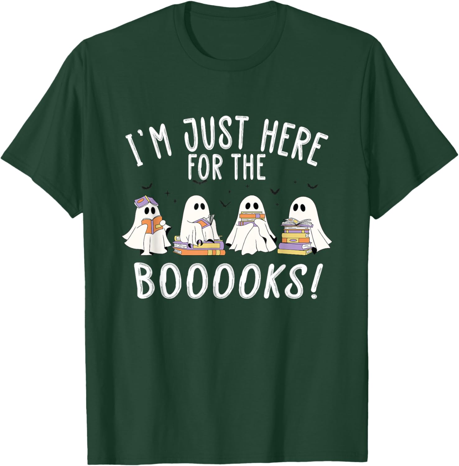 I'm Just Here For The Books - Cute Halloween Ghost Reading T-Shirt - T-Shirt | Forest