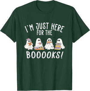 I'm Just Here For The Books - Cute Halloween Ghost Reading T-Shirt - T-Shirt | Forest
