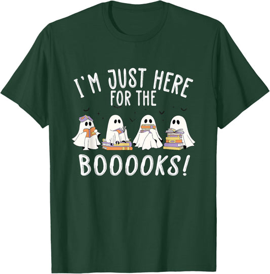 I'm Just Here For The Books - Cute Halloween Ghost Reading T-Shirt - T-Shirt | Forest