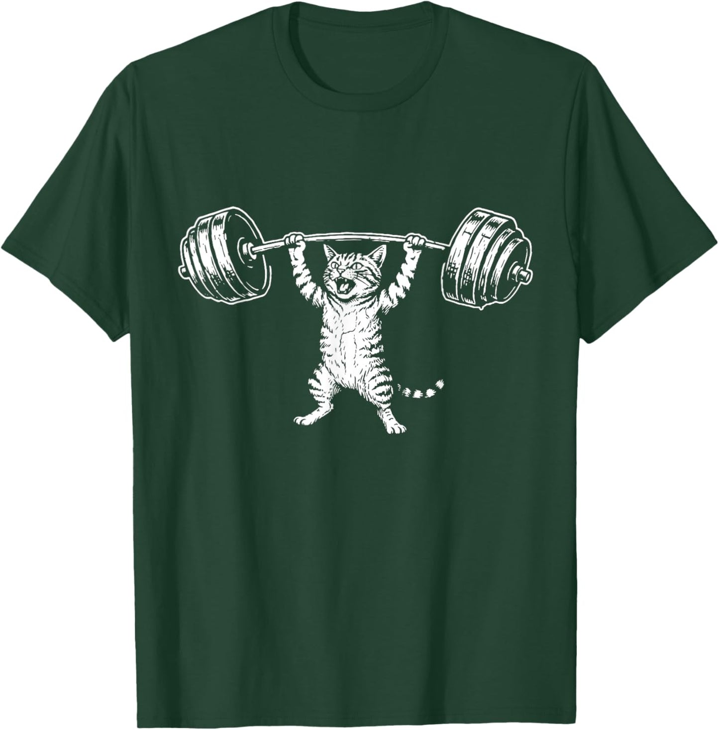 Funny Cat Gym Deadlift Workout Humor Design T-Shirt - T-Shirt | Forest