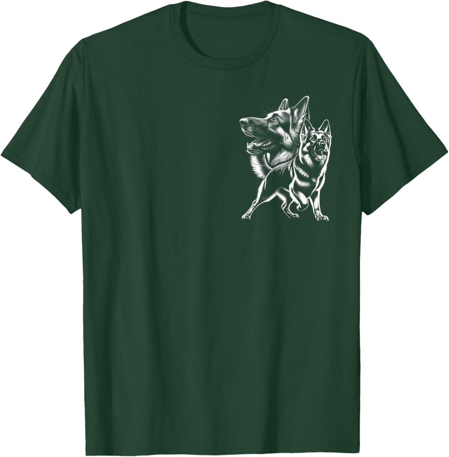 Verspielter Deutscher Schäferhund als Porträt auf Brust T-Shirt - T-Shirt | Forest