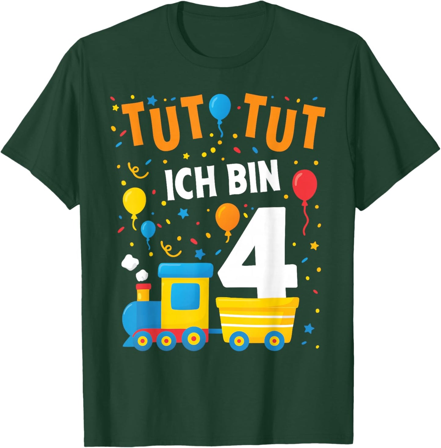 4 Geburtstag Zug Eisenbahn Lokomotive Junge 4er Geburtstag T-Shirt - T-Shirt | Forest