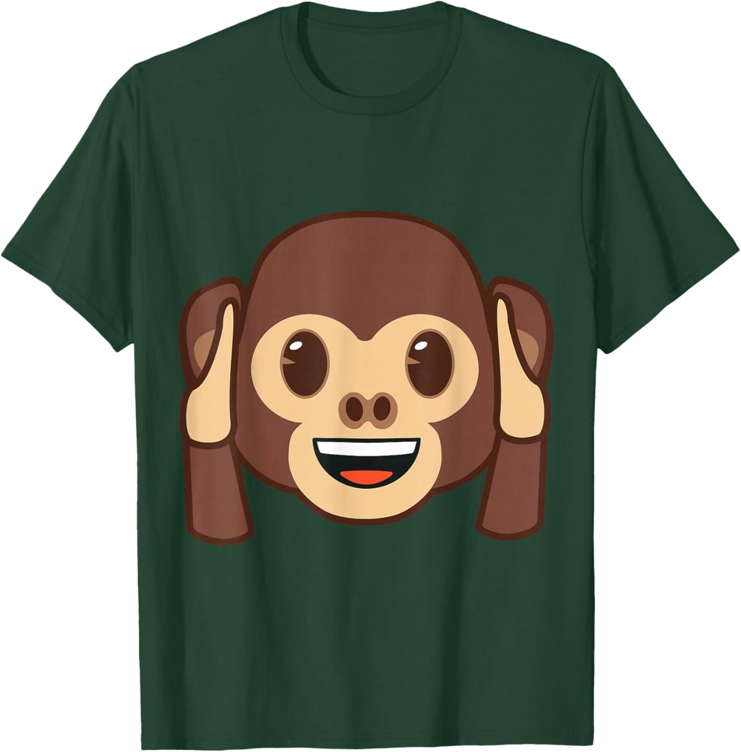 Official Emoji Monkey Holding Ears Yellow Smile Face T-Shirt - T-Shirt | Forest