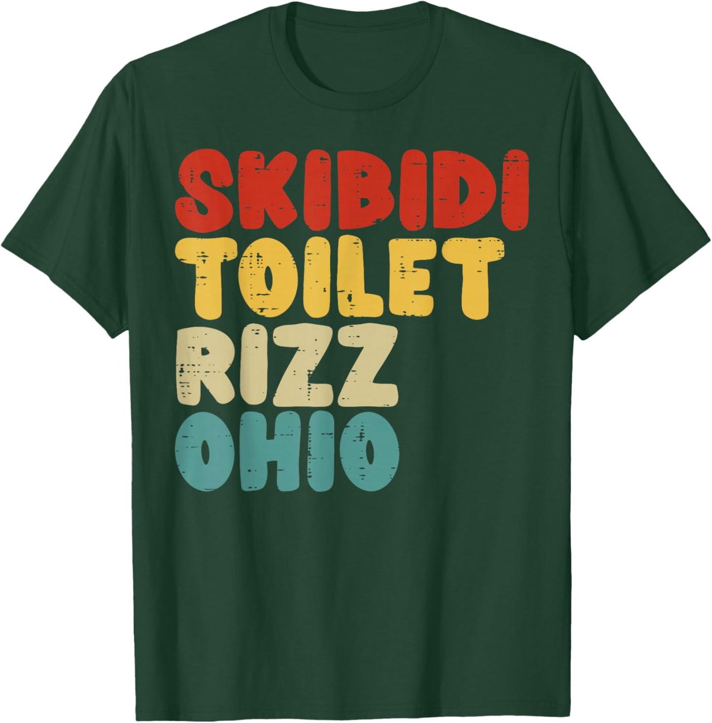 Skibidi Rizz Ohio Toilet Retro Funny Saying Men Boys Kids T-Shirt - T-Shirt | Forest