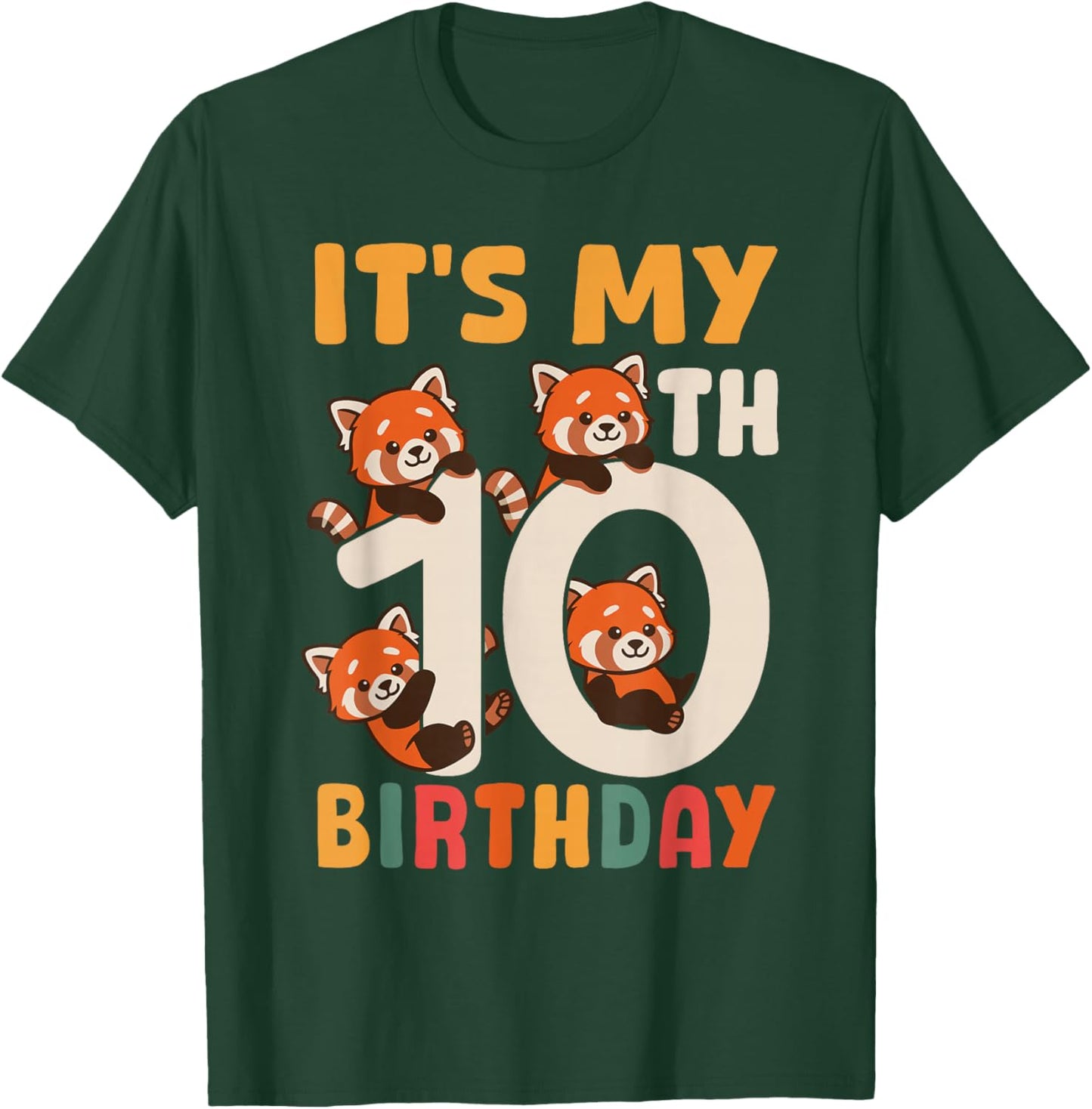 Red Panda 10 Year Old 10th Birthday T-Shirt - T-Shirt | Forest