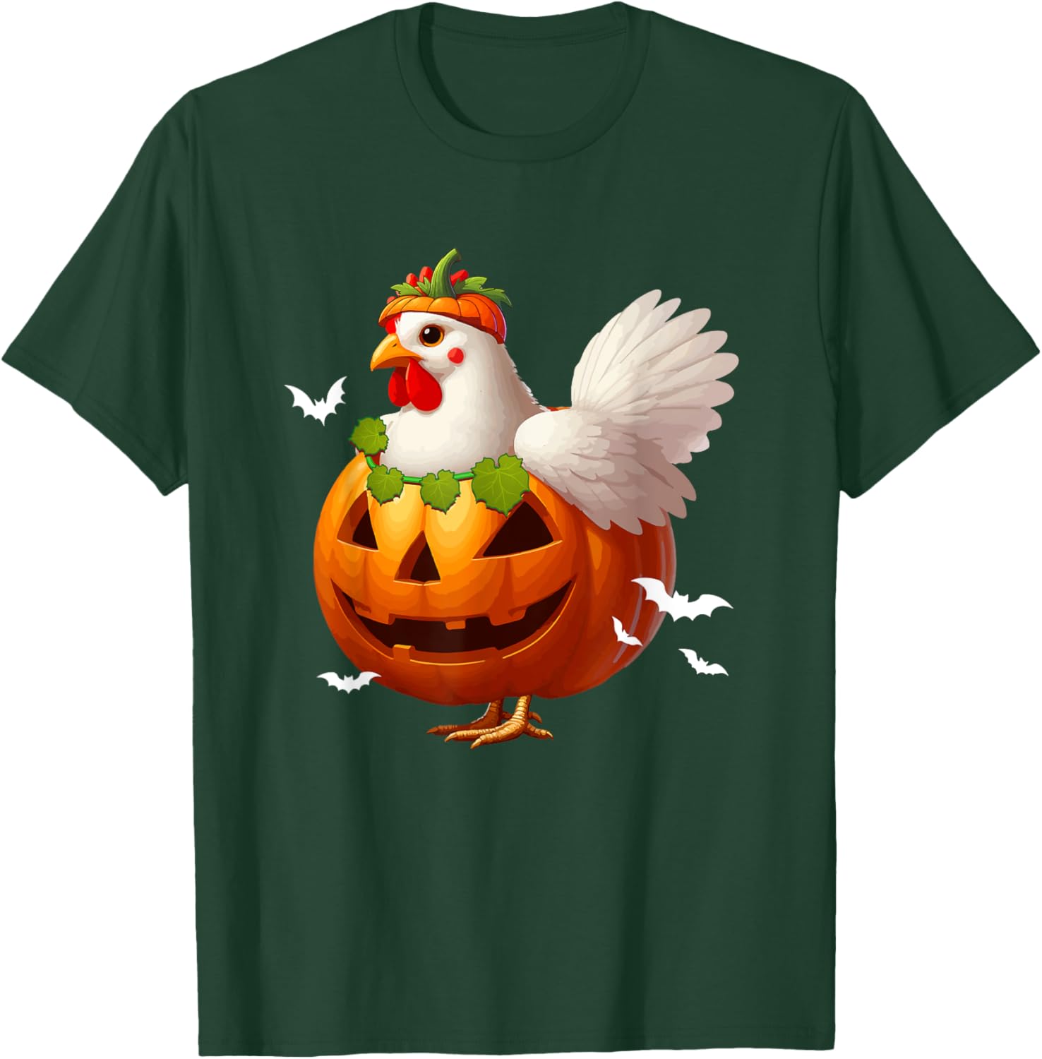 Chicken Cosplay Carved Pumpkin Halloween Costume Farmer Kids T-Shirt - T-Shirt | Forest
