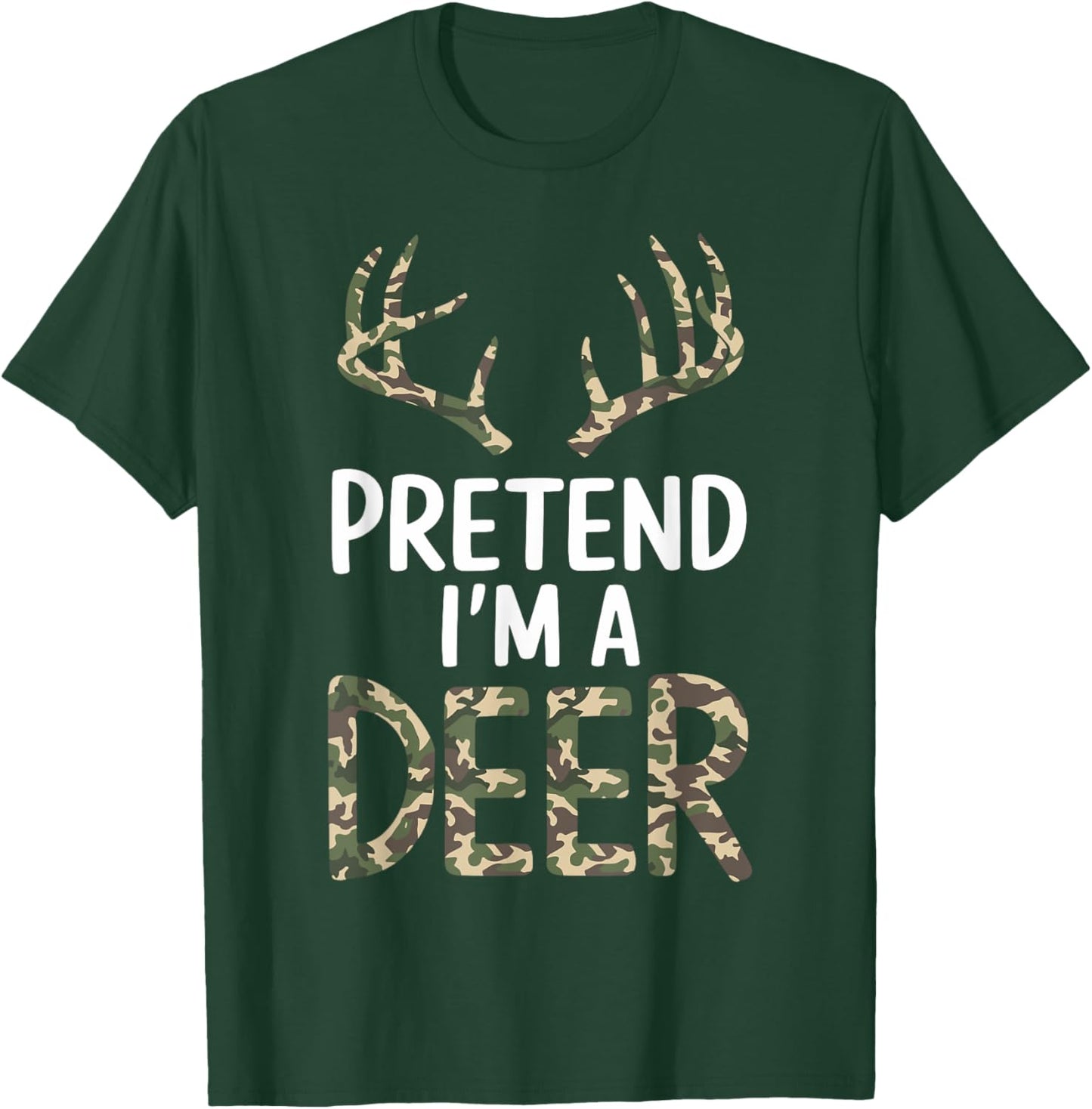 Pretend I'm A Deer Lazy Funny Halloween Costume T-Shirt - T-Shirt | Forest