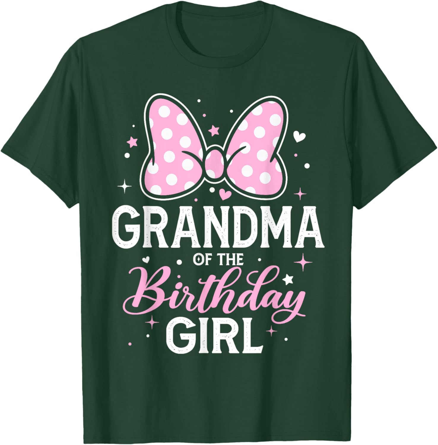 Grandma of The Birthday Girl Pink Bow Family Matching T-Shirt - T-Shirt | Forest