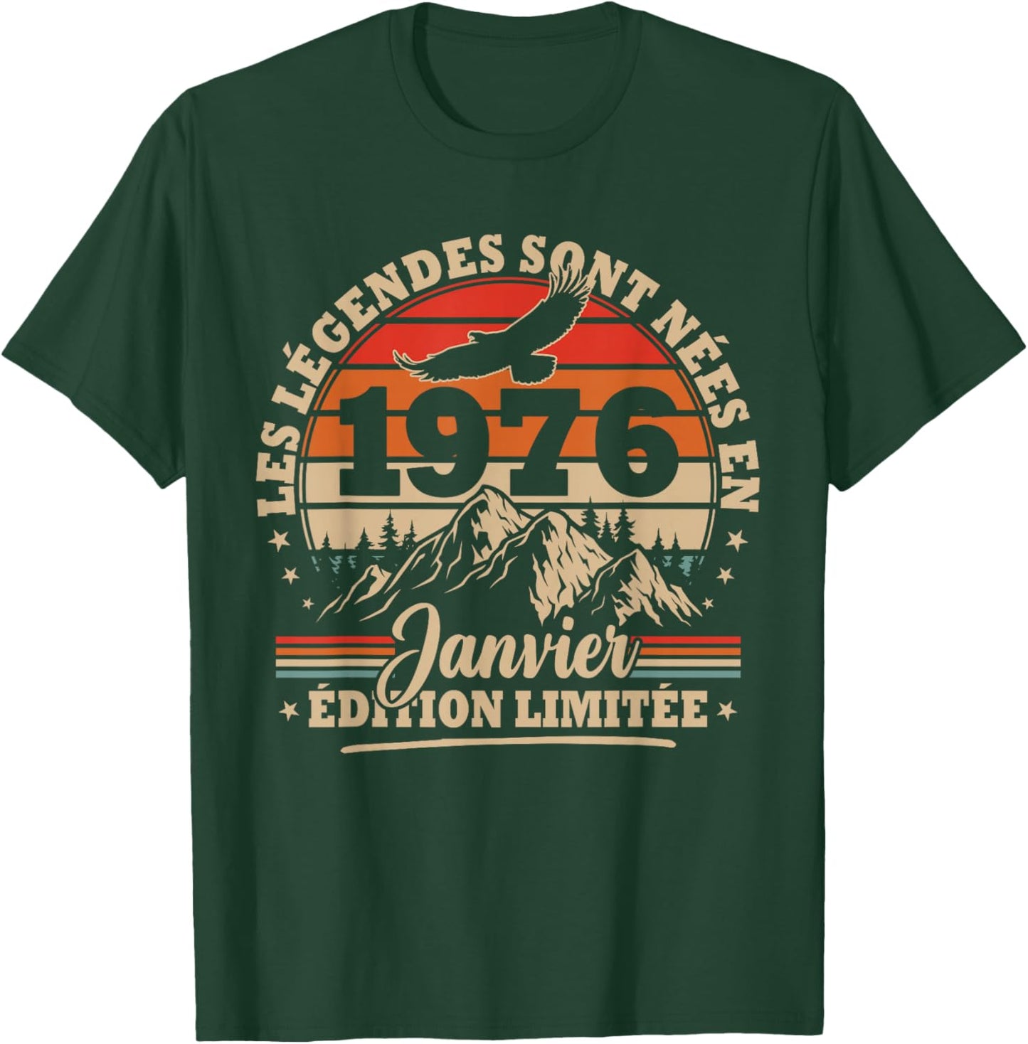 Vintage 50th Birthday Gift Born in January 1976 T-Shirt - T-Shirt | Forest