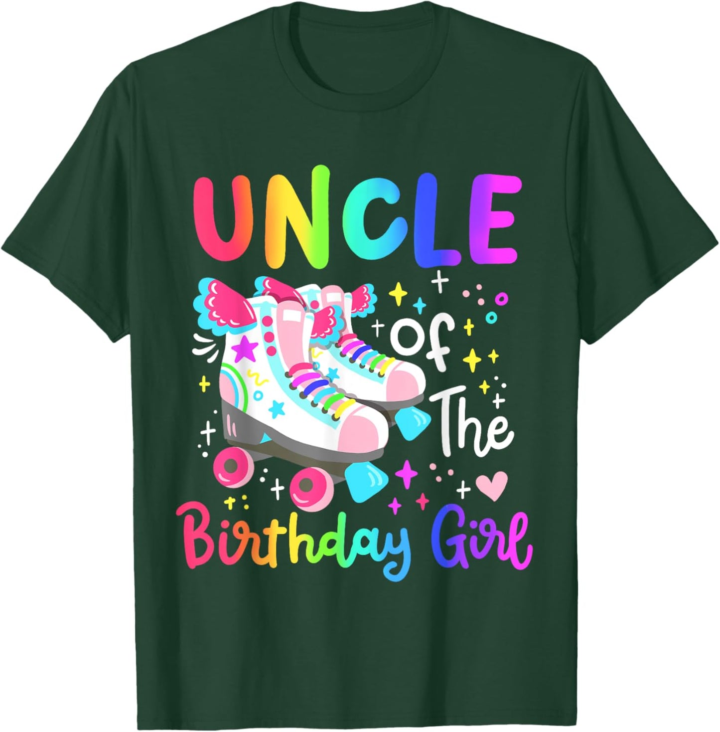 Uncle of the Birthday Girl Skater Roller Skate Family Party T-Shirt - T-Shirt | Forest
