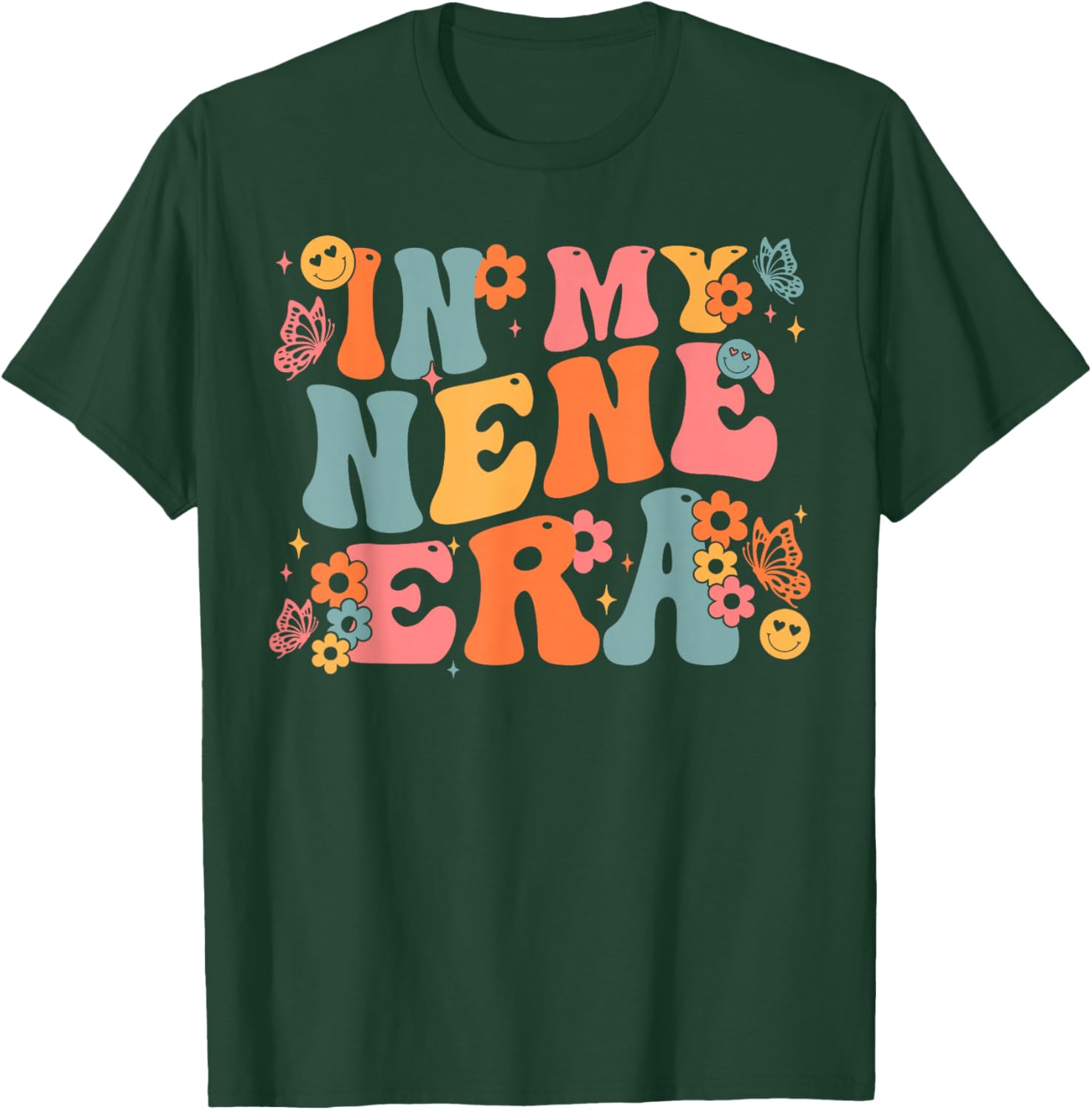 Retro Groovy In My Nene Era Baby Announcement T-Shirt - T-Shirt | Forest