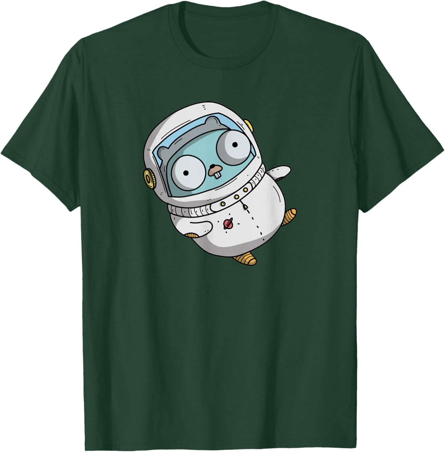 Astronaut Gopher - Fun Programmer Developer GO lang Logo T-Shirt - T-Shirt | Forest