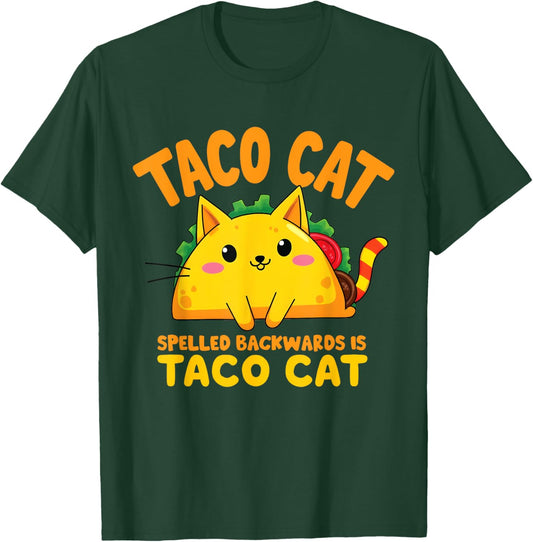 Tacocat Spelled Backwards Taco Cat Lover Cinco De Mayo Women Girls Kids T-Shirt - T-Shirt | Forest