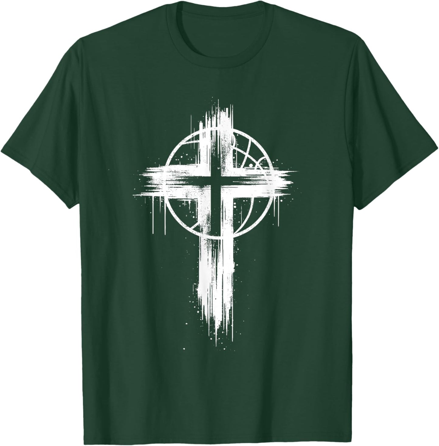 Christian Basketball Cross T-Shirt - T-Shirt | Forest