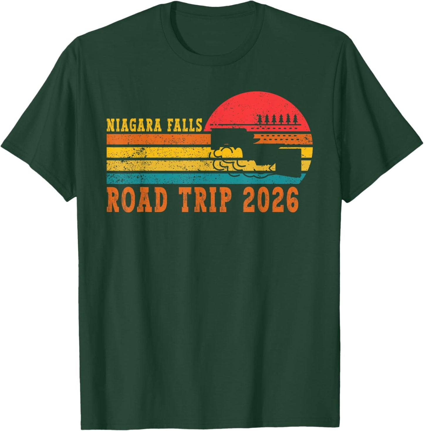 Niagara Falls Road Trip 2026 Summer Vacation Souvenir Retro T-Shirt - T-Shirt | Forest
