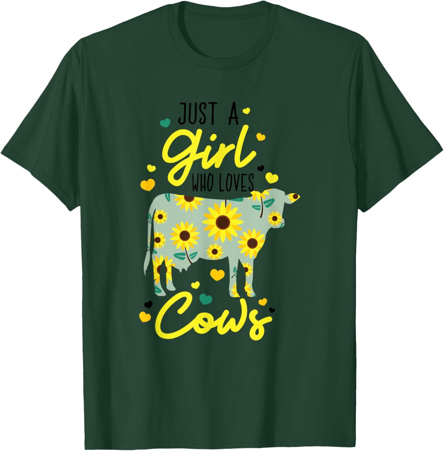 Just A Girl Who Loves Cows Funny Floral Heifer Farmer Lovers T-Shirt - T-Shirt | Forest