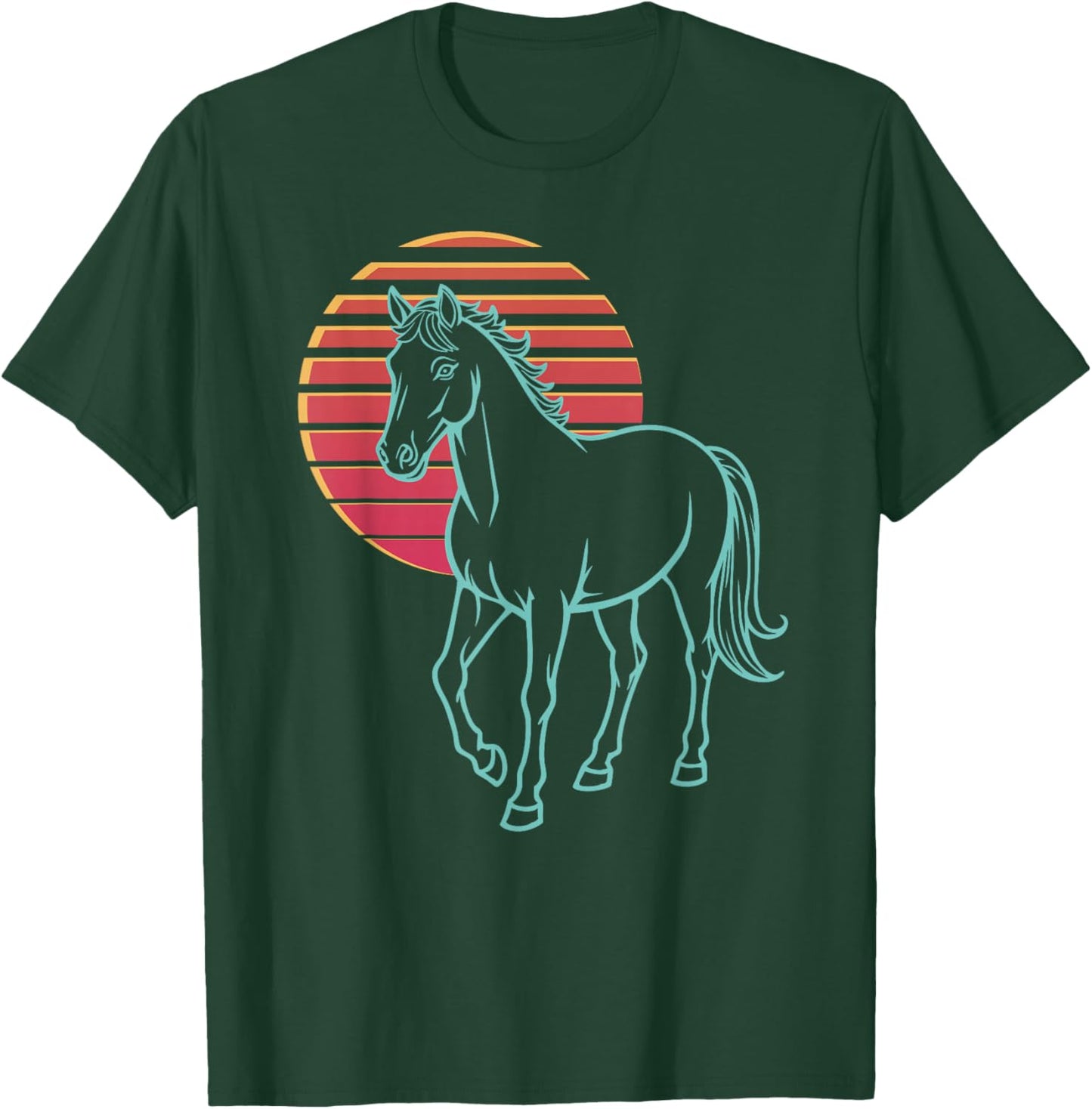 Horse Lover Animal Retro Synthwave 80s T-Shirt - T-Shirt | Forest
