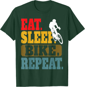 Eat Sleep Bike Repeat Cycling Cyclist Bicycling Kids Boys T-Shirt - T-Shirt | Forest