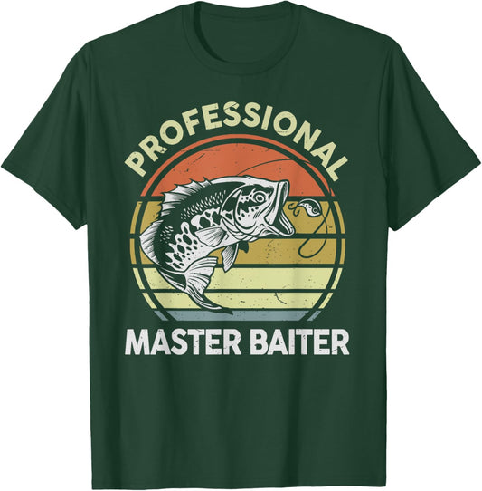 Fishing-Shirt Professional Master-Baiter Funny Dad Vintage T-Shirt - T-Shirt | Forest