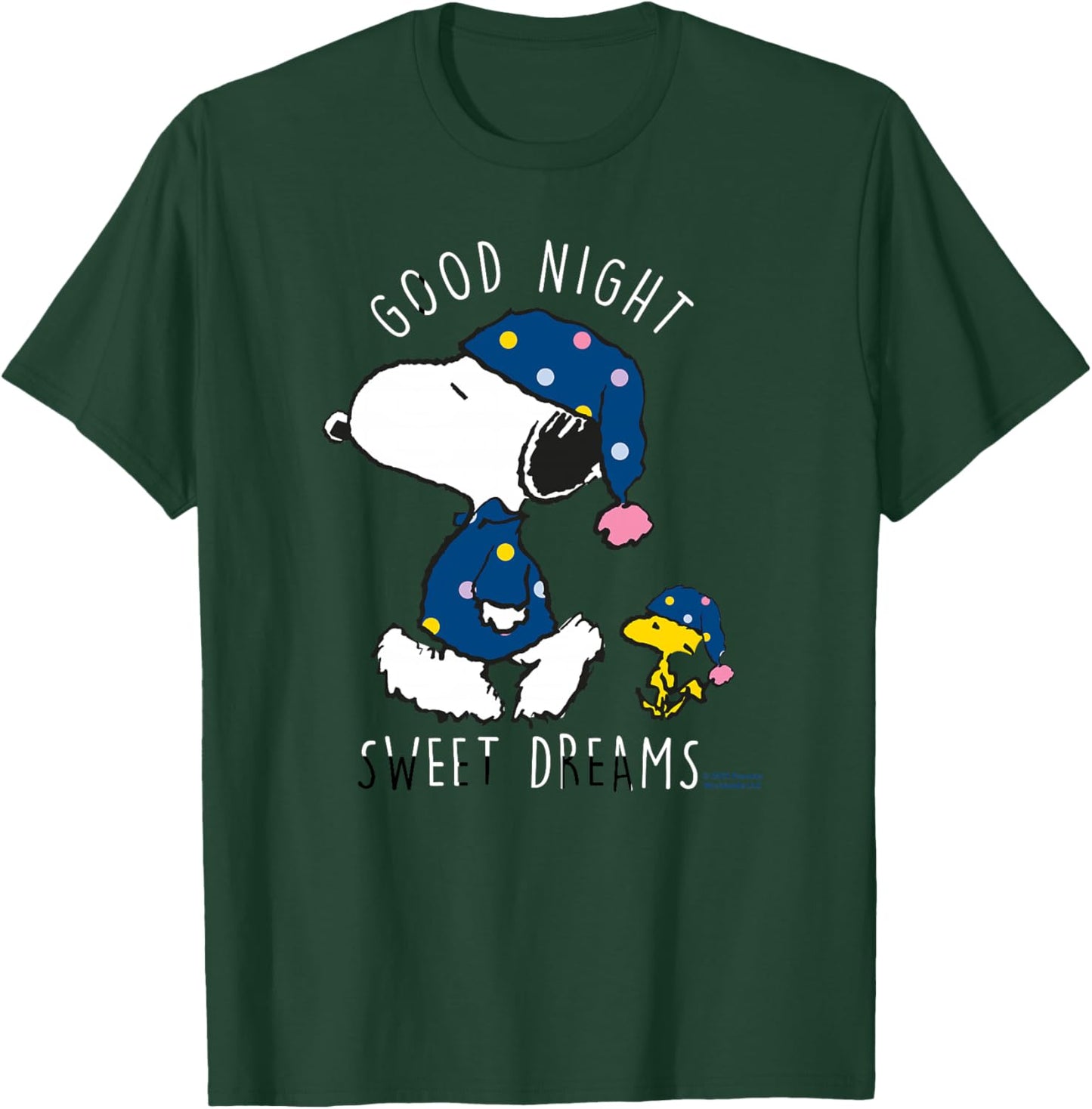 Peanuts Snoopy Woodstock Bonne Nuit, Doux rêves Classiques Haut de Gamme T-Shirt - T-Shirt | Forest