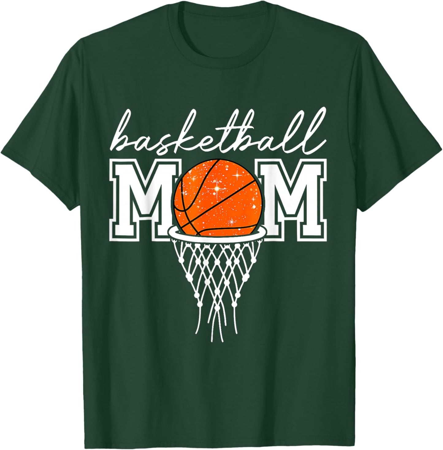 Basketball Mom Mother Leopard Basketball Hoop Net Game Day T-Shirt - T-Shirt | Forest