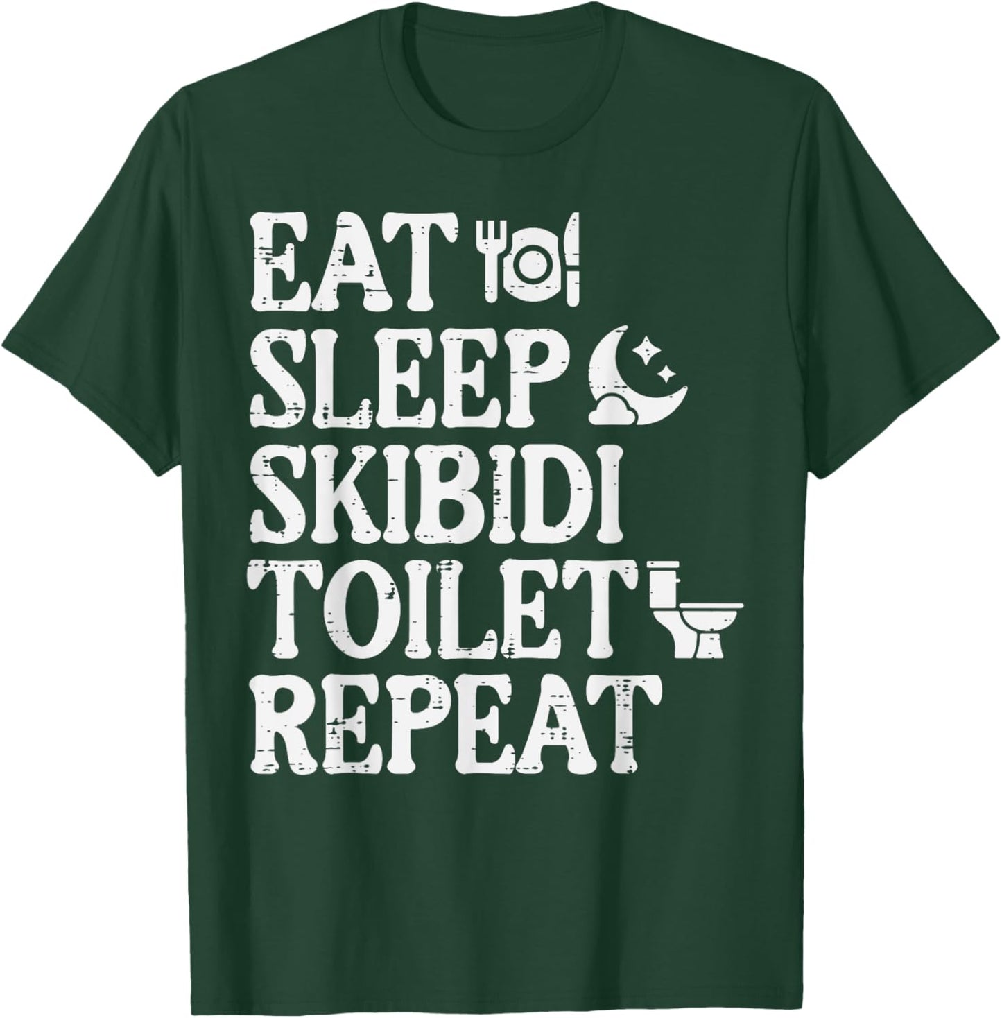 Eat Sleep Skibidi Repeat Funny Toilet Rizz Meme Teen Boys T-Shirt - T-Shirt | Forest