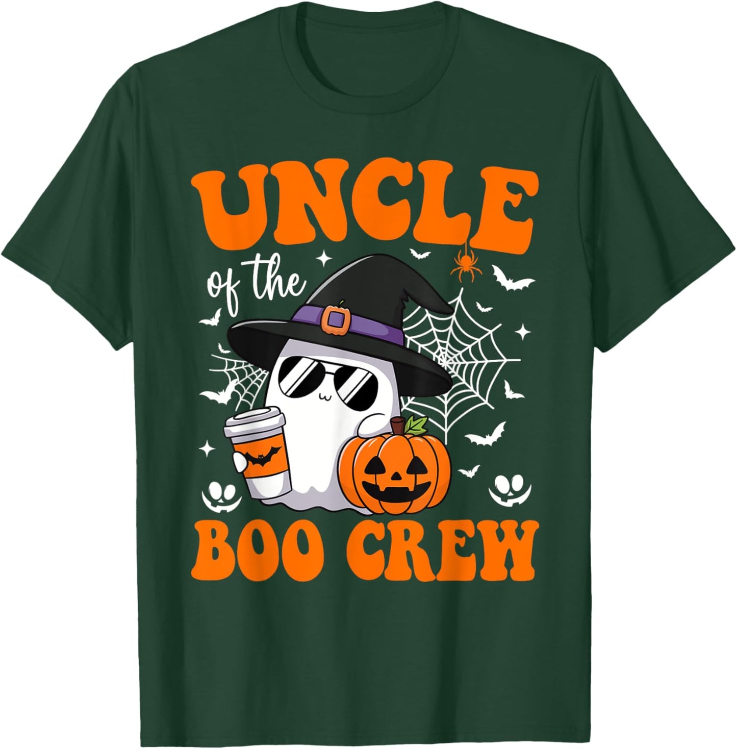 Uncle Boo Crew Groovy Ghost Matching Family Halloween T-Shirt - T-Shirt | Forest