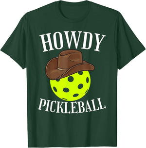 Howdy Pickleball Cowboy Cowgirl Western Pickleball Lover T-Shirt - T-Shirt | Forest