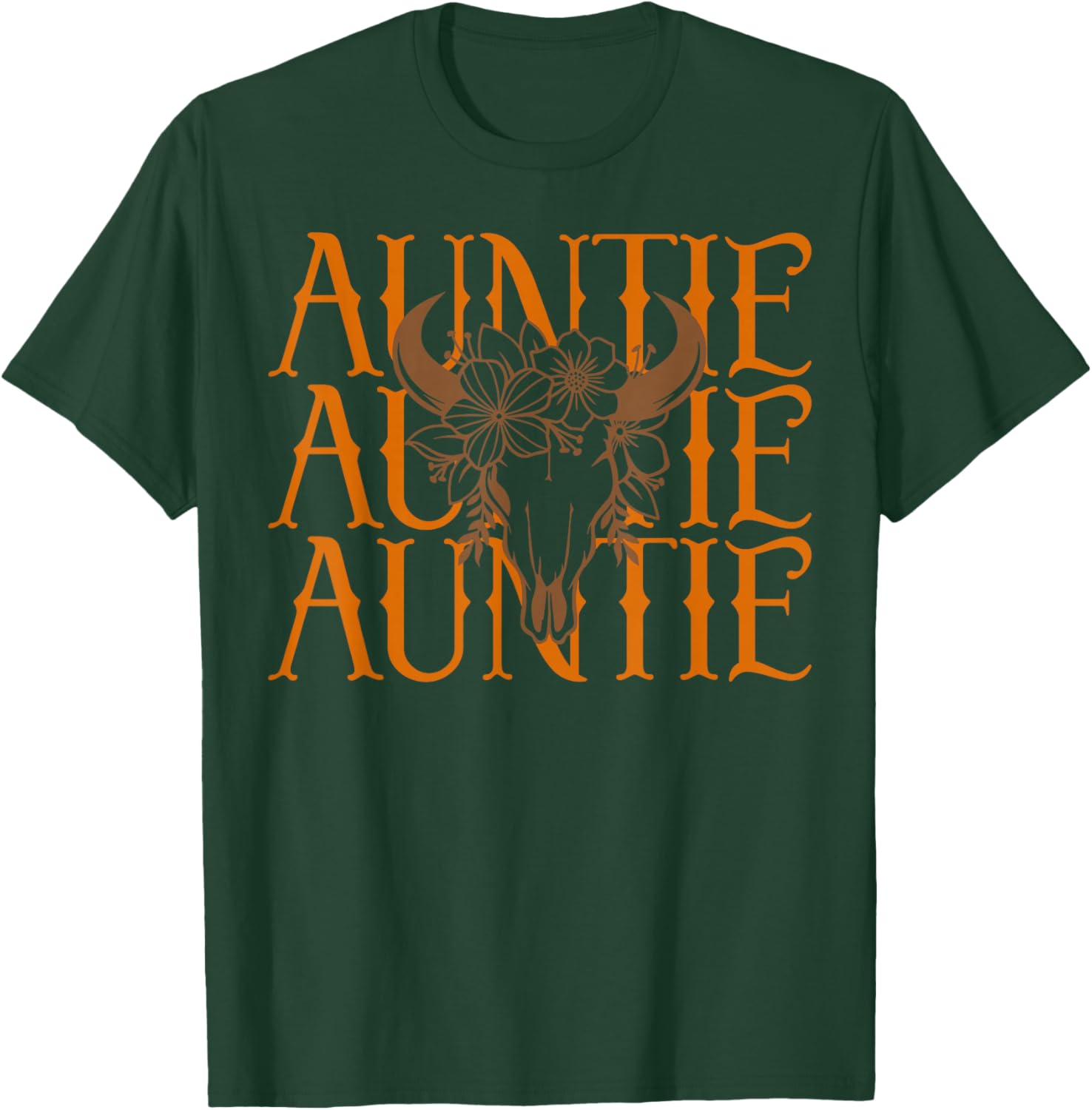 Auntie Western Cow Skull Cowgirl Rodeo Western New Aunt T-Shirt - T-Shirt | Forest