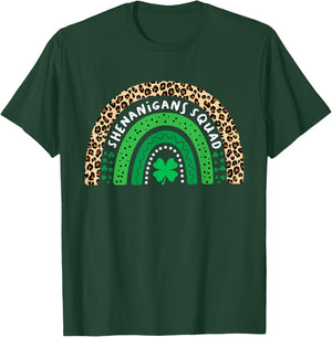 Funny Shenanigans Squad St Patricks Day Women Girls Rainbow T-Shirt - T-Shirt | Forest