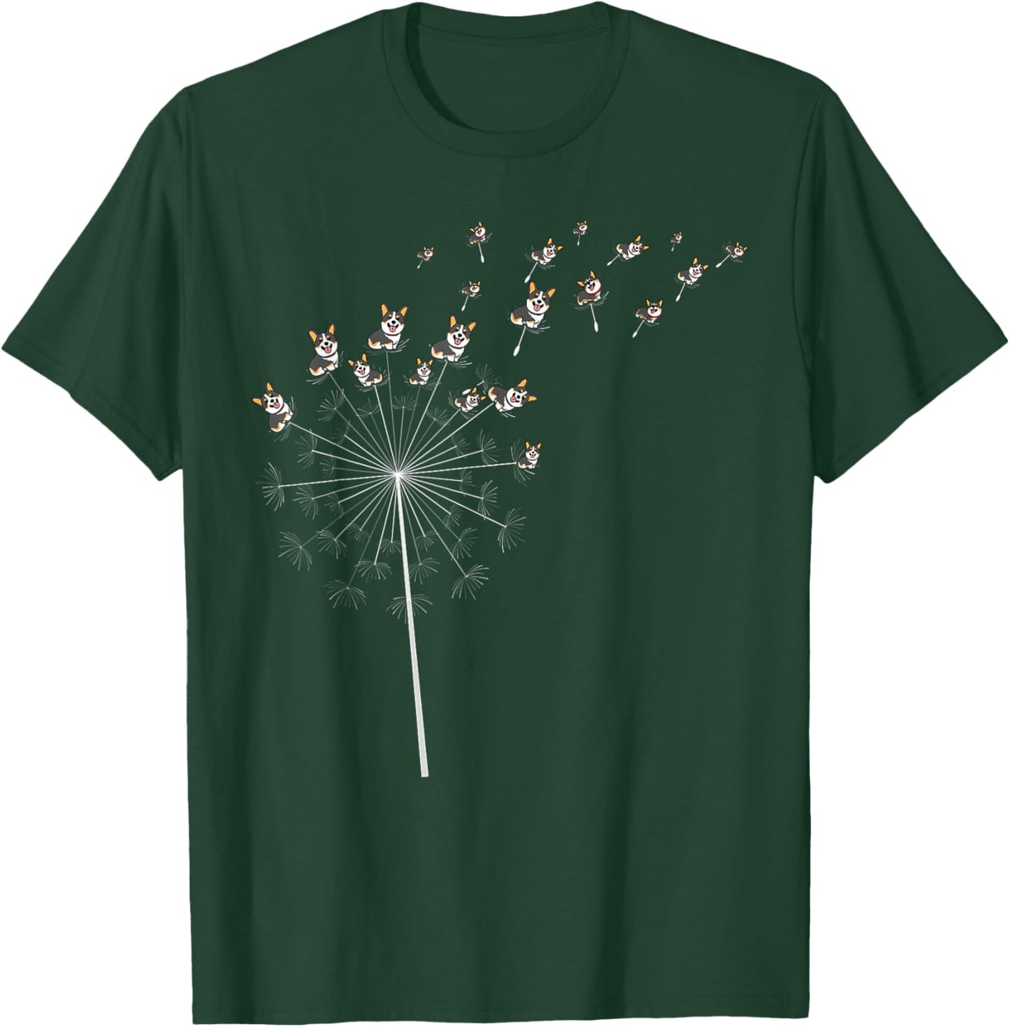 Tricolor Corgi Dandelion Funny Men Women Lover T-Shirt - T-Shirt | Forest