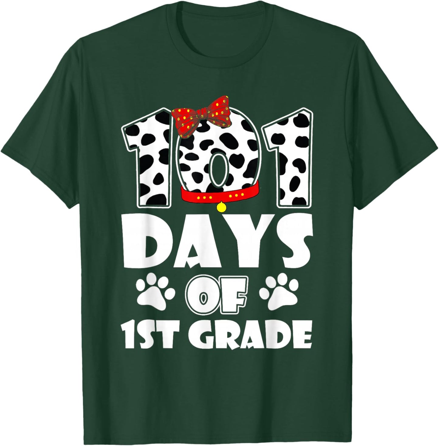 Happy 101 Days School 1st Grade Dog 100 Days Smarter Student T-Shirt - T-Shirt | Forest