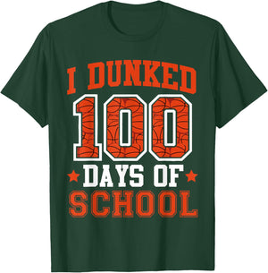 I Dunked 100 Days Of School Basketball 100th Day Kids Boys T-Shirt - T-Shirt | Forest