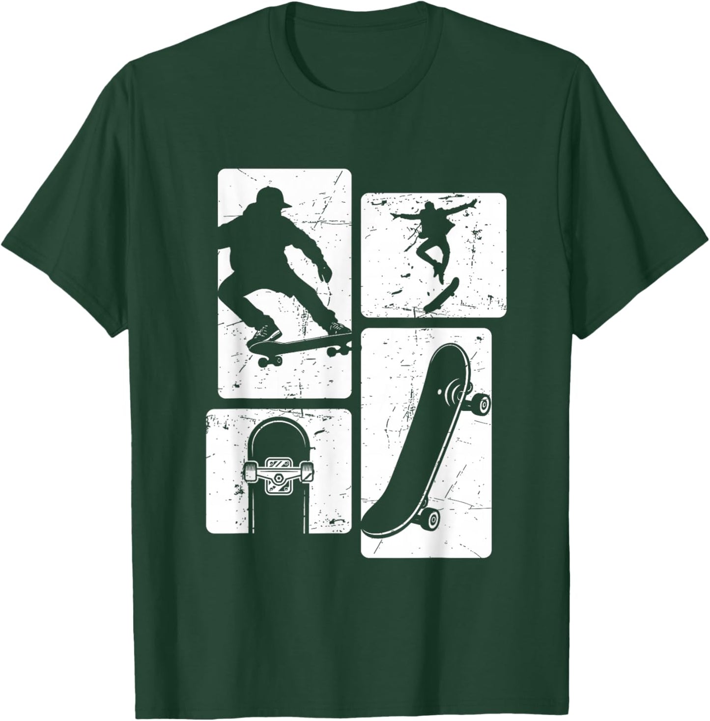 Vintage Retro Skateboard Stunt T-Shirt - T-Shirt | Forest